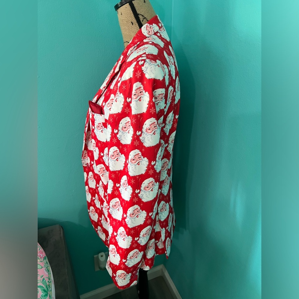 Festive Santa Print Blazer - Red & White - Picture 3 of 6